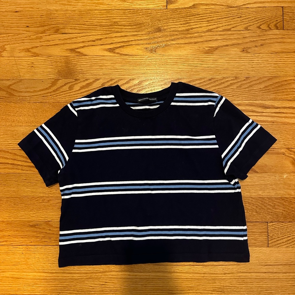 brandy melville navy blue stripped t-shirt